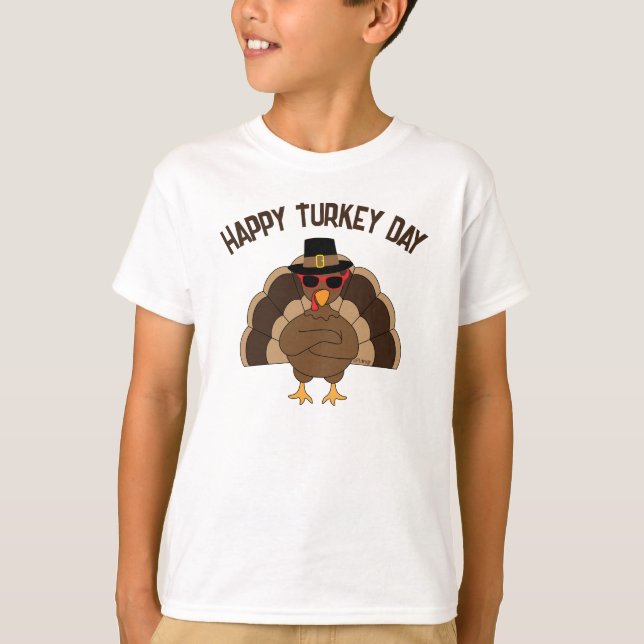 Happy turkey day Thanksgiving custom text T-Shirt (Front)