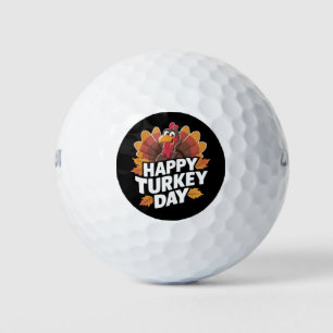 Happy Turkey Day Thanksgiving Day Holiday Gift Golf Balls