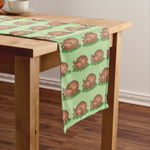Happy Turkey Day Thanksgiving Dinner Cranberries Short Table Runner