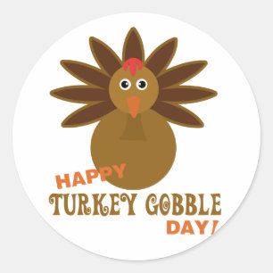 Happy Turkey Gobble Day Thanksgiving Classic Round Sticker