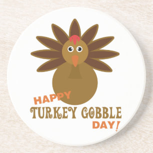 Happy Turkey Gobble Day Thanksgiving Coaster