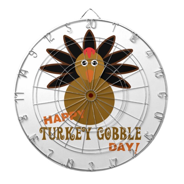 Happy Turkey Gobble Day Thanksgiving Dartboard (Front)