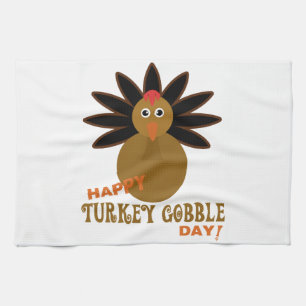 Happy Turkey Gobble Day Thanksgiving Kitchen Towel