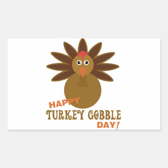 Happy Turkey Gobble Day Thanksgiving Sticker (Front)
