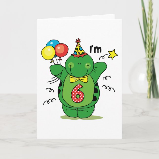 Happy Turtle 6th Birthday Card (Front)