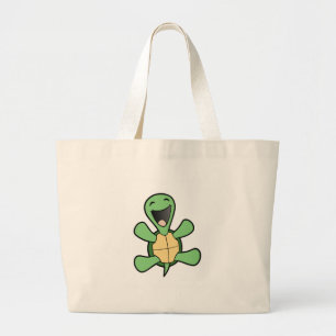 Happy Turtle Large Tote Bag