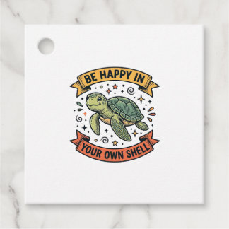Happy Turtle Quote Vintage Engraving Design_1 Favour Tags