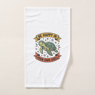 Happy Turtle Quote Vintage Engraving Design_1 Hand Towel