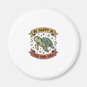 Happy Turtle Quote Vintage Engraving Design_1 Magnet