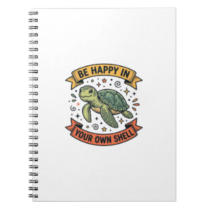 Happy Turtle Quote Vintage Engraving Design_1 Notebook
