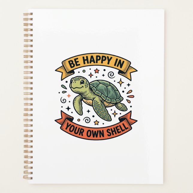 Happy Turtle Quote Vintage Engraving Design_1 Planner (Front)