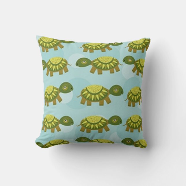 Happy Turtle Throw Pillow (Front)