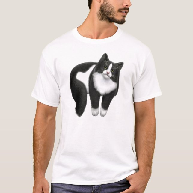 Happy Tuxedo Cat T-Shirt (Front)