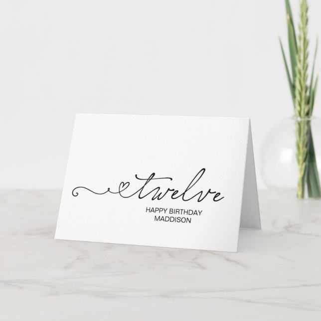 Happy Twelfth Birthday Turning Twelve Personalised Card (Front)