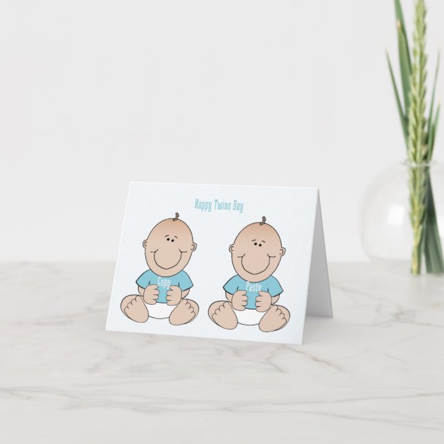 Happy Twins Day Boys Card (Front)