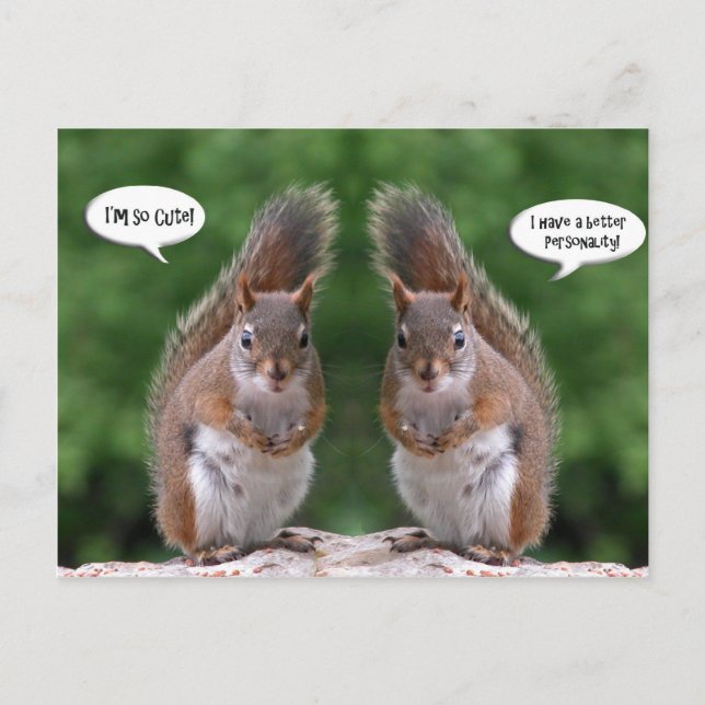 Happy Twins Day, Red Squirrel Humour, Cute and Per Postcard (Front)