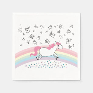 Happy unicorn birthday party paper napkins