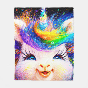 Happy unicorn bunny rabbit       fleece blanket