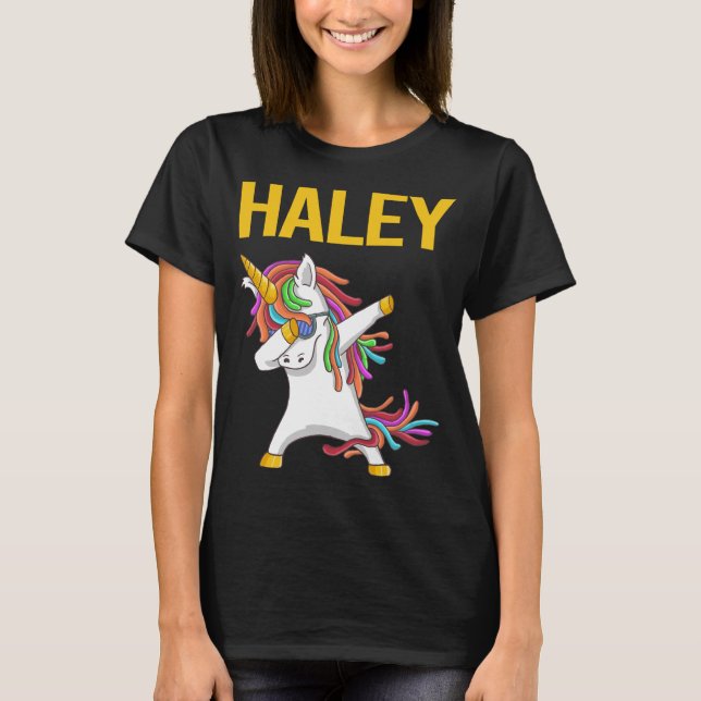 Happy Unicorn - Haley Name T-Shirt (Front)