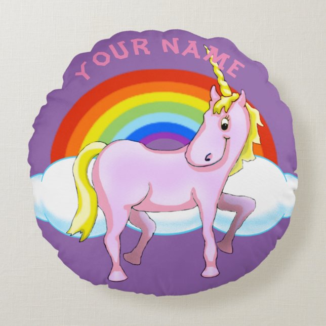 Happy Unicorn Pillow (Customizable) (Front)