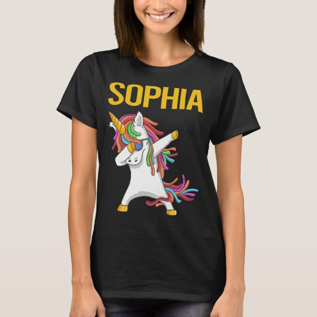 Happy Unicorn - Sophia Name T-Shirt (Front)