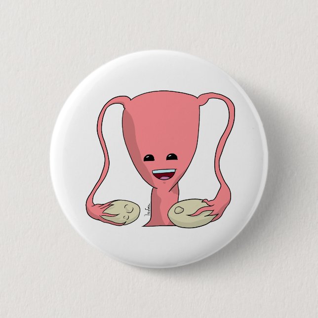 Happy uterus 2 inch round button (Front)