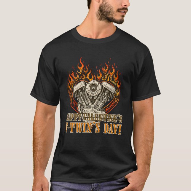 Happy V-Twin’s Day, Anti Valentine, Chopper Lovers T-Shirt (Front)