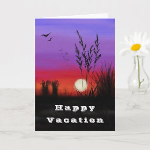 Happy Vacation Card Lake Sunset Relax