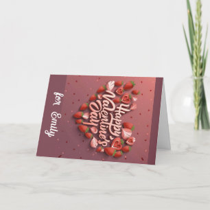 Happy Valentine card pink apple heart love card 