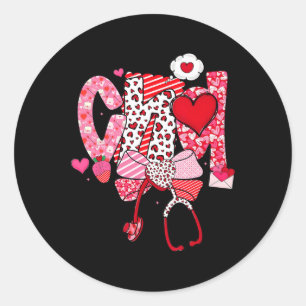 Happy Valentine Cna Nurse Coquette Bow Heart Girl  Classic Round Sticker