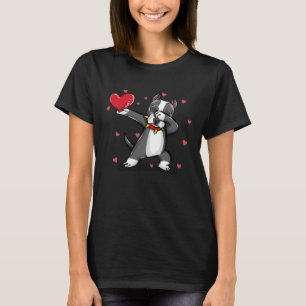 Happy Valentine Dabbing Dog Pitbull Men Women T-Shirt