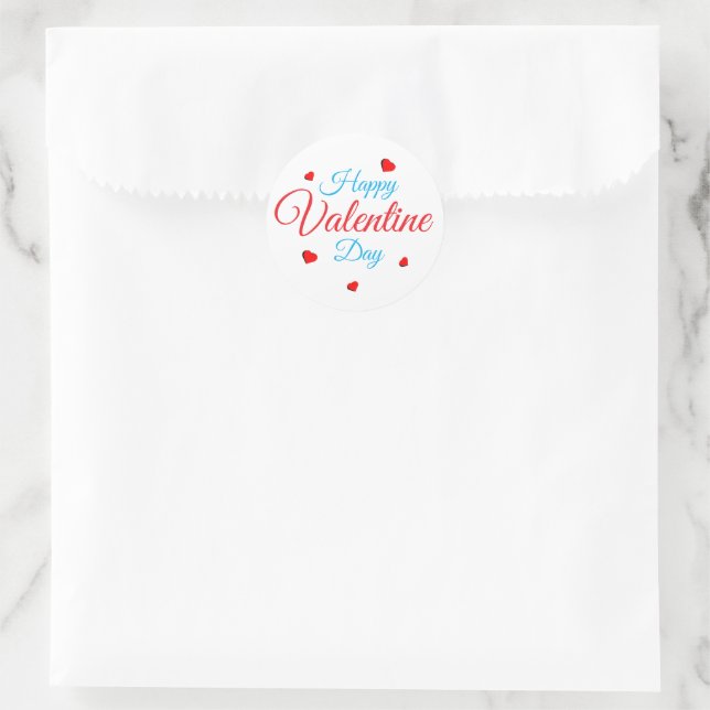 Happy Valentine Day Classic Round Sticker (Bag)