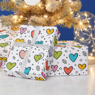 Happy valentine day Colorful hearts Wrapping Paper