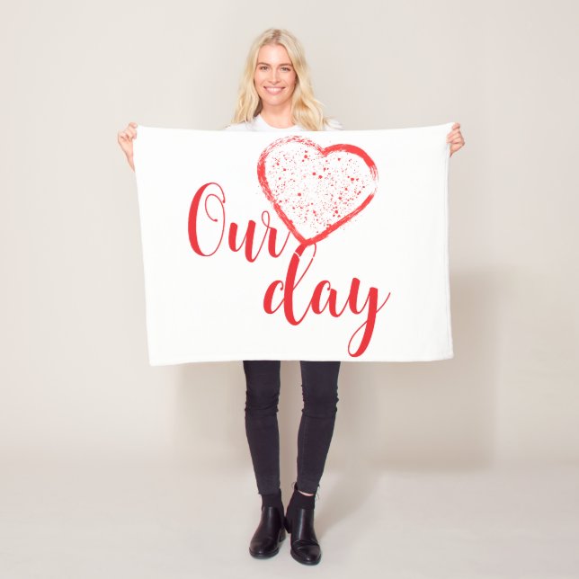 Happy Valentine Day Fleece Blanket (In Situ)