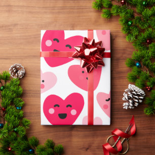 Happy valentine day Funny Pink Red hearts  Wrapping Paper