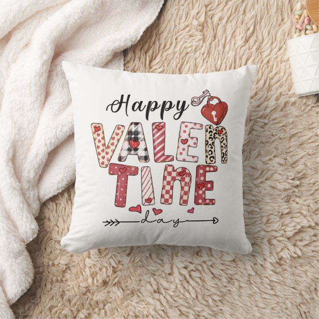 Happy valentine day Personalized Valentines  Throw Pillow (Blanket)