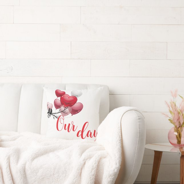 Happy Valentine Day Throw Pillow (Couch)