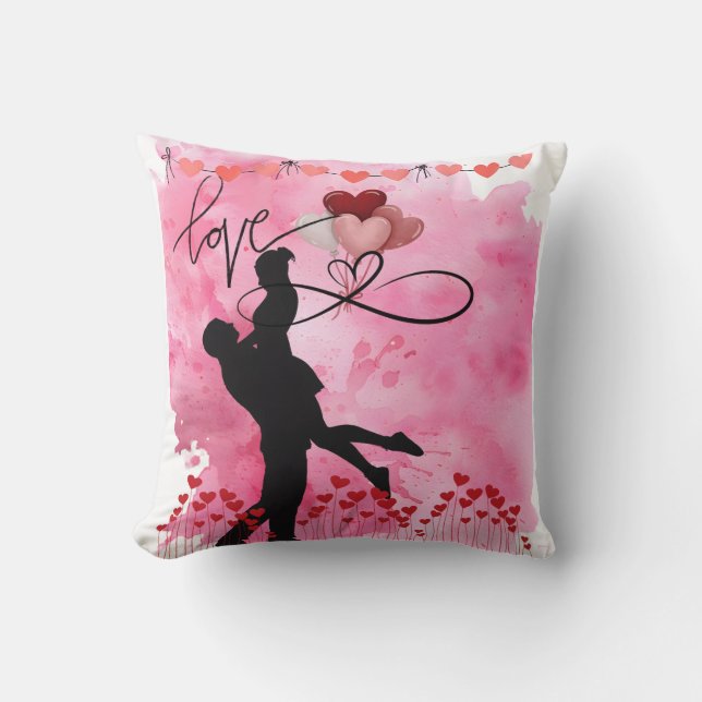 Happy Valentine Day Throw Pillow (Front)