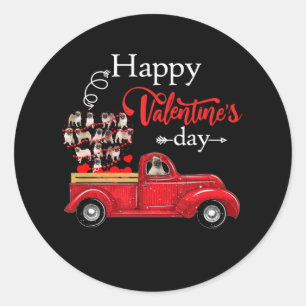 Happy valentine day with pug dogs classic round sticker