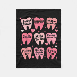 Happy Valentine Dental Dentiste Teeth Tooth Funny  Fleece Blanket