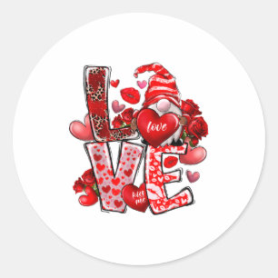 Happy Valentine Gnome Heart Valentine's Day Couple Classic Round Sticker