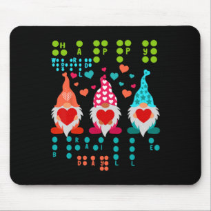 Happy Valentine Gnomes Braille Love – Cute Heart G Mouse Pad