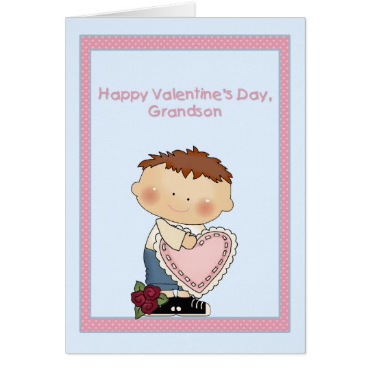 Happy Valentine Grandson, Pink Heart Card