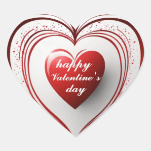 Happy Valentine Heart Shape Logo Heart Sticker