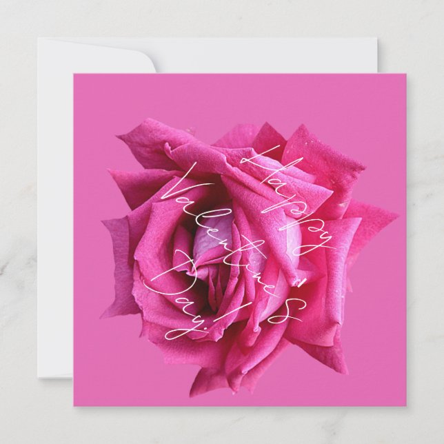 Happy Valentine hot pink rose floral boho glam Card (Front)