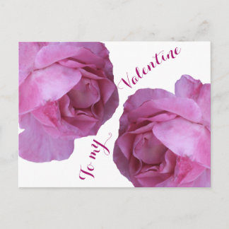 Happy Valentine love pretty pink roses floral boho Postcard