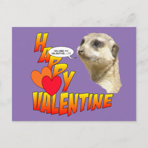 Happy Valentine Meerkat Postcard Customizable