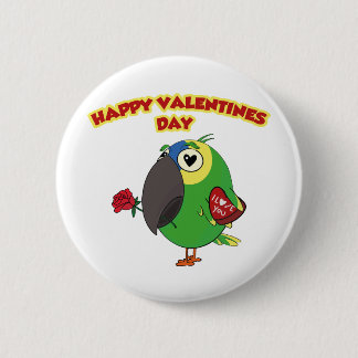 happy valentine parrot 2 inch round button