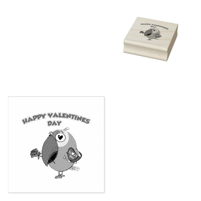 happy valentine parrot rubber stamp (Stamped)
