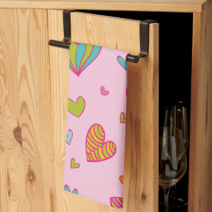Happy valentine`s day 2024 With Heart Love   Kitchen Towel